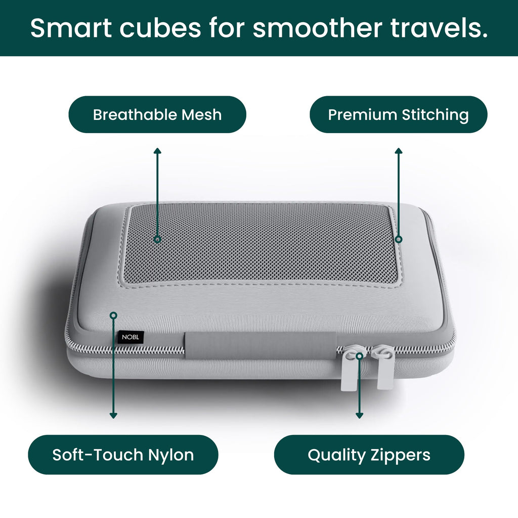 Compression Packing Cubes Set of 6, Luggage Organizers, Silver