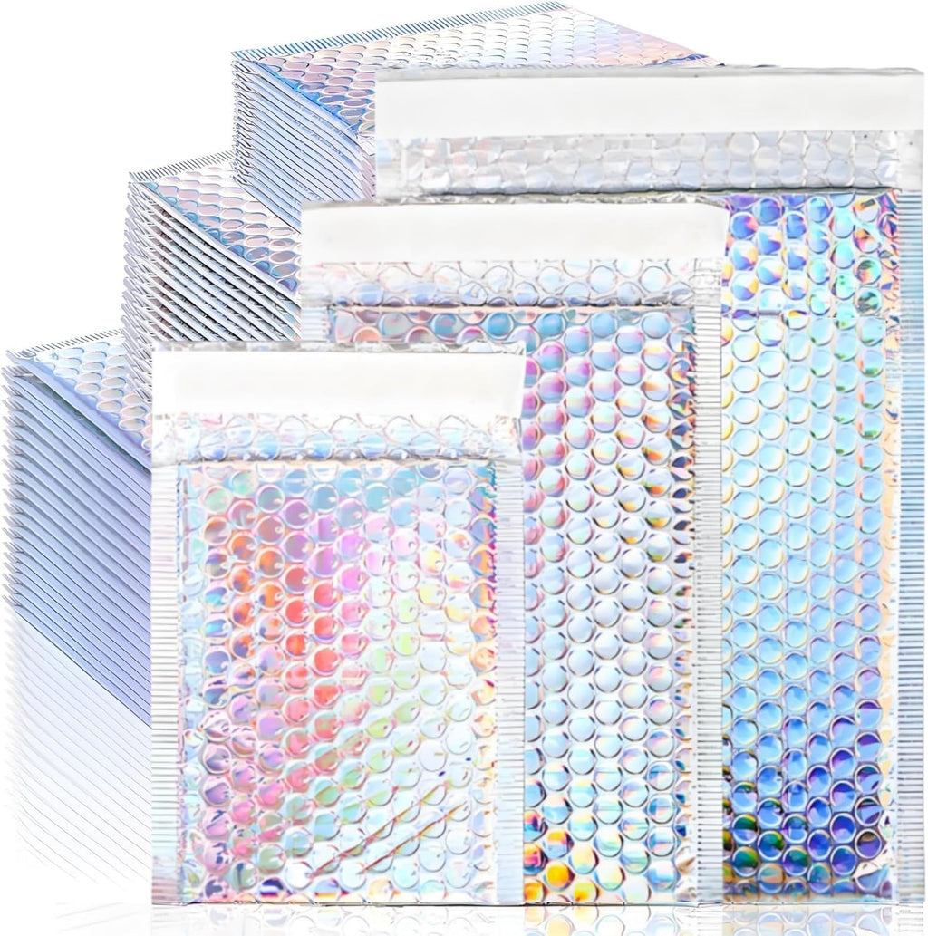 50 Pieces Metallic Bubble Mailers, 3 Sizes