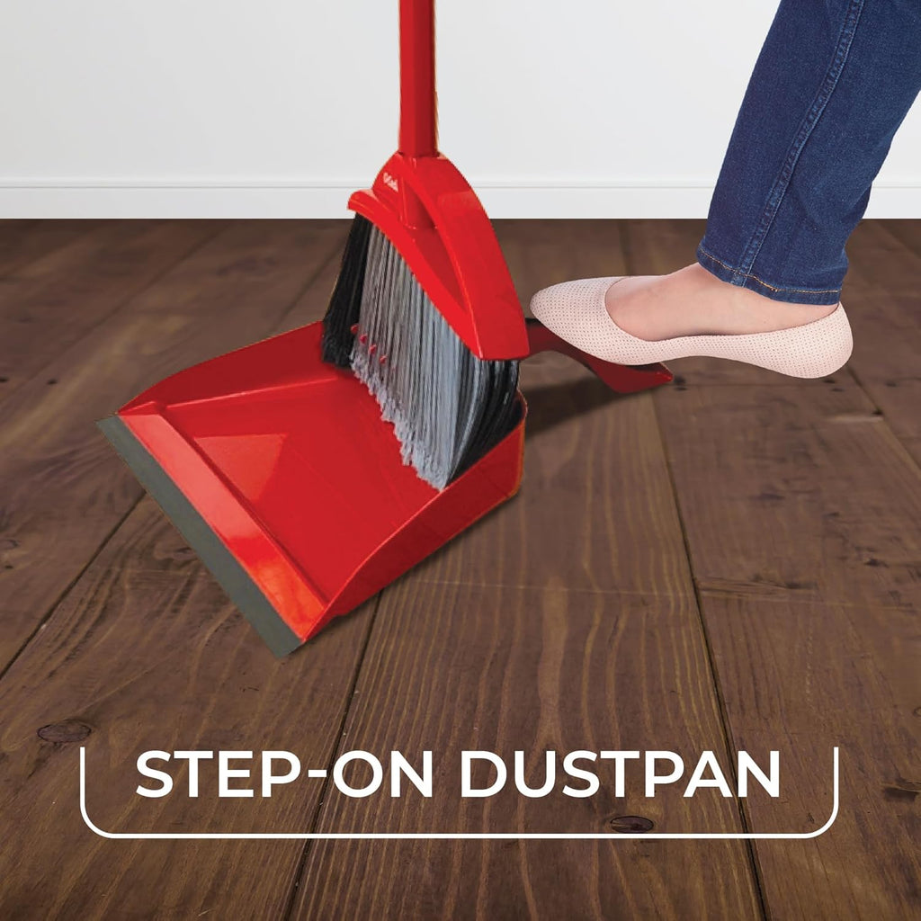 O-Cedar Pet Pro Broom with Step-On Dustpan | Remove 99% with One Sweep | Removes 3 Times More Pet Hair | Quiet