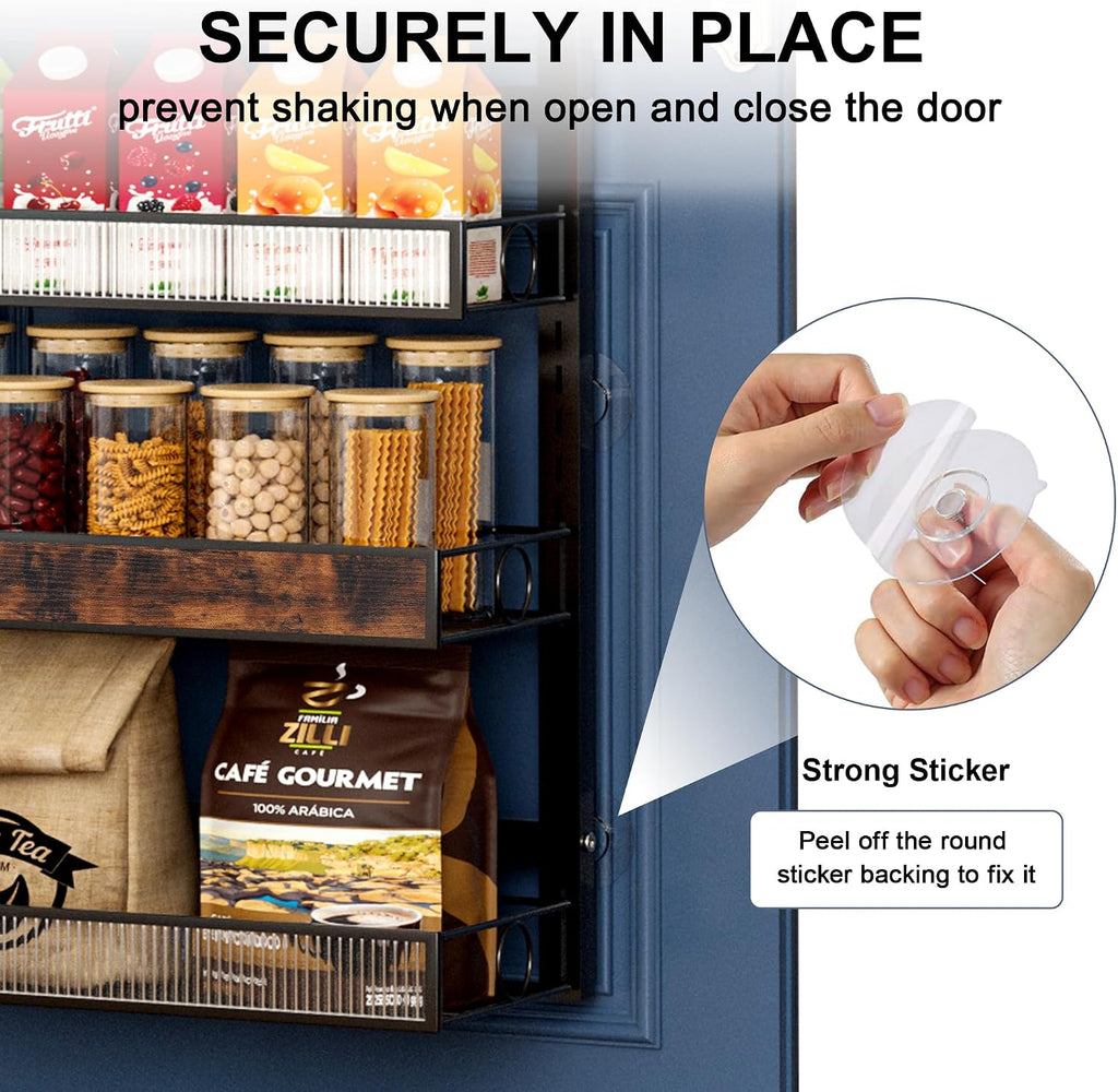 8 Tier Pantry Door Organizer Spice Rack, 2-IN-1 Wall Mount or Hanging Over Door Seasoning Organizer with Adjustable