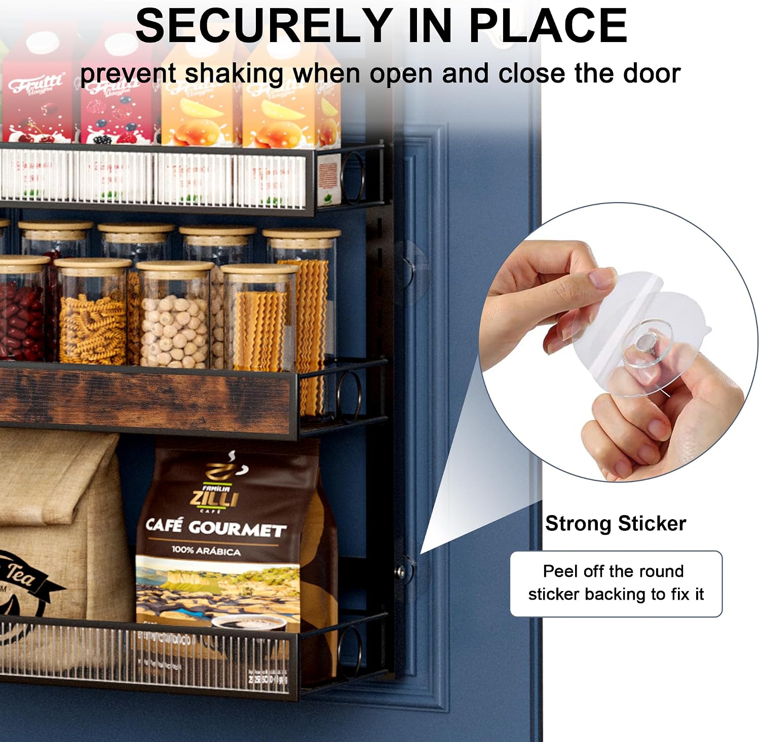 8 Tier Pantry Door Organizer Spice Rack, 2-IN-1 Wall Mount or Hanging Over Door Seasoning Organizer with Adjustable