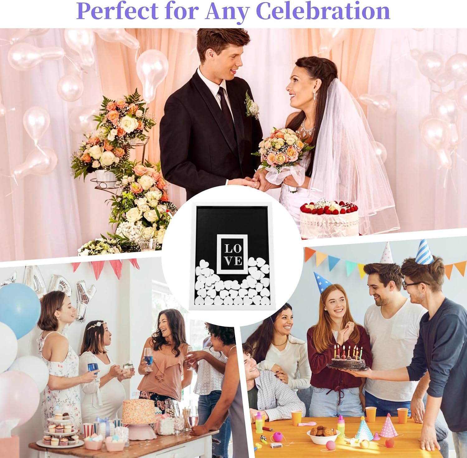 Wedding Guest Book Alternative, Guest Book Wedding Reception, Wedding Guest Book Alternative with 70 White Hearts