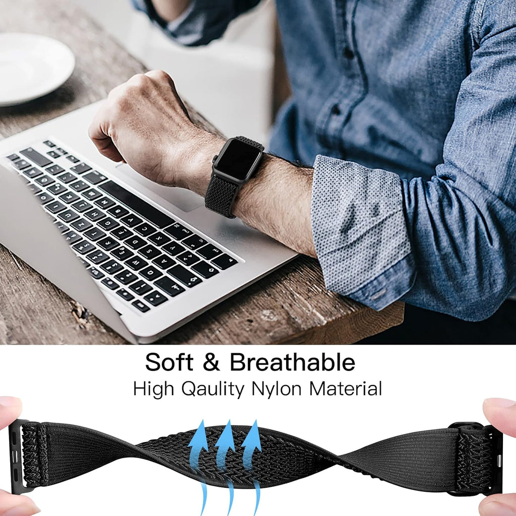 Stretchy Nylon Band Compatible with Apple Watch Bands for Women Men | Elastic Solo Loop Sport Strap for iWatch Series
