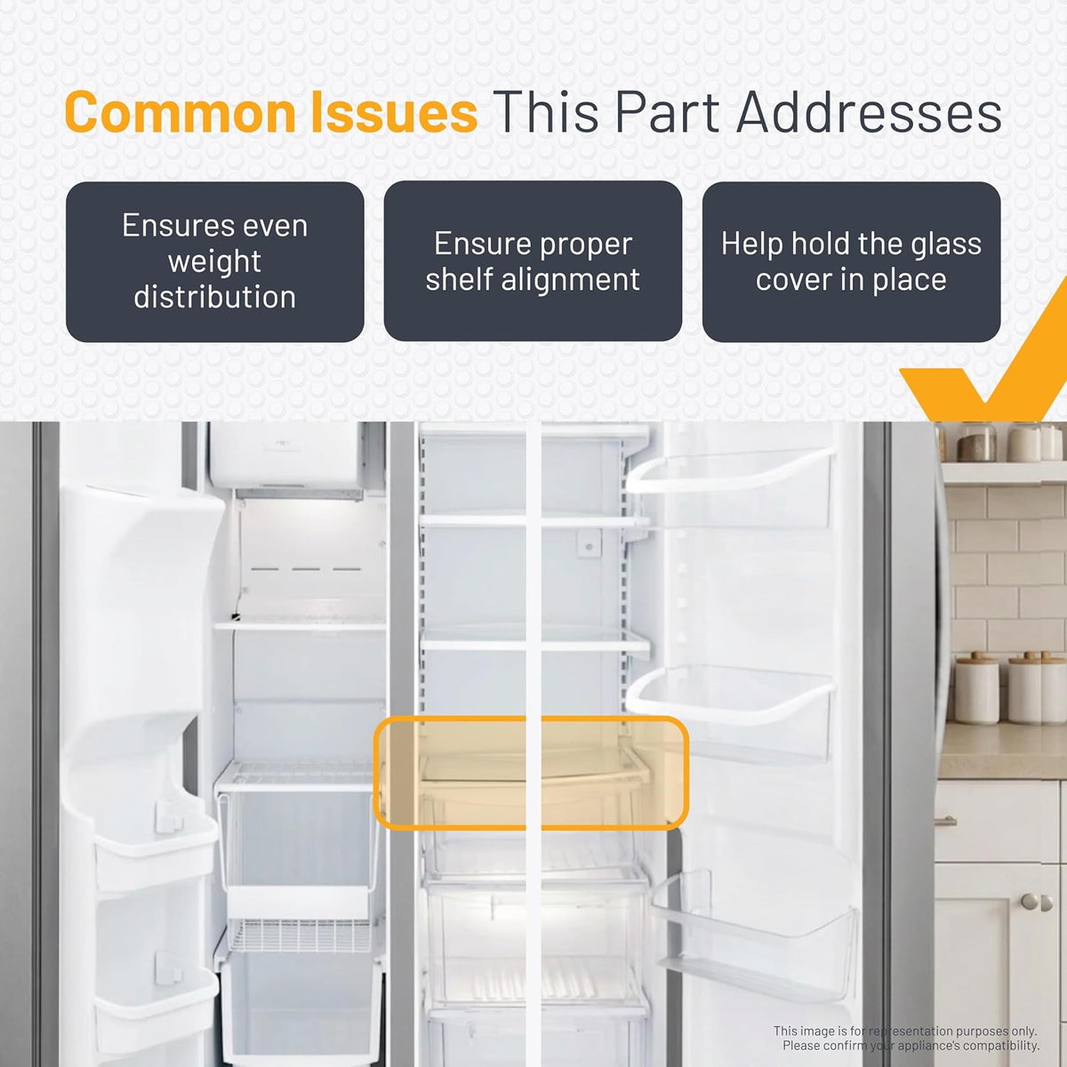 Smart Choice 241993101 Refrigerator Front Crisper Cover Support 4 Pack Compatible with Frigidaire, Compatible with Kenmore Refrigerators, Replaces AP4427109 PS2358880