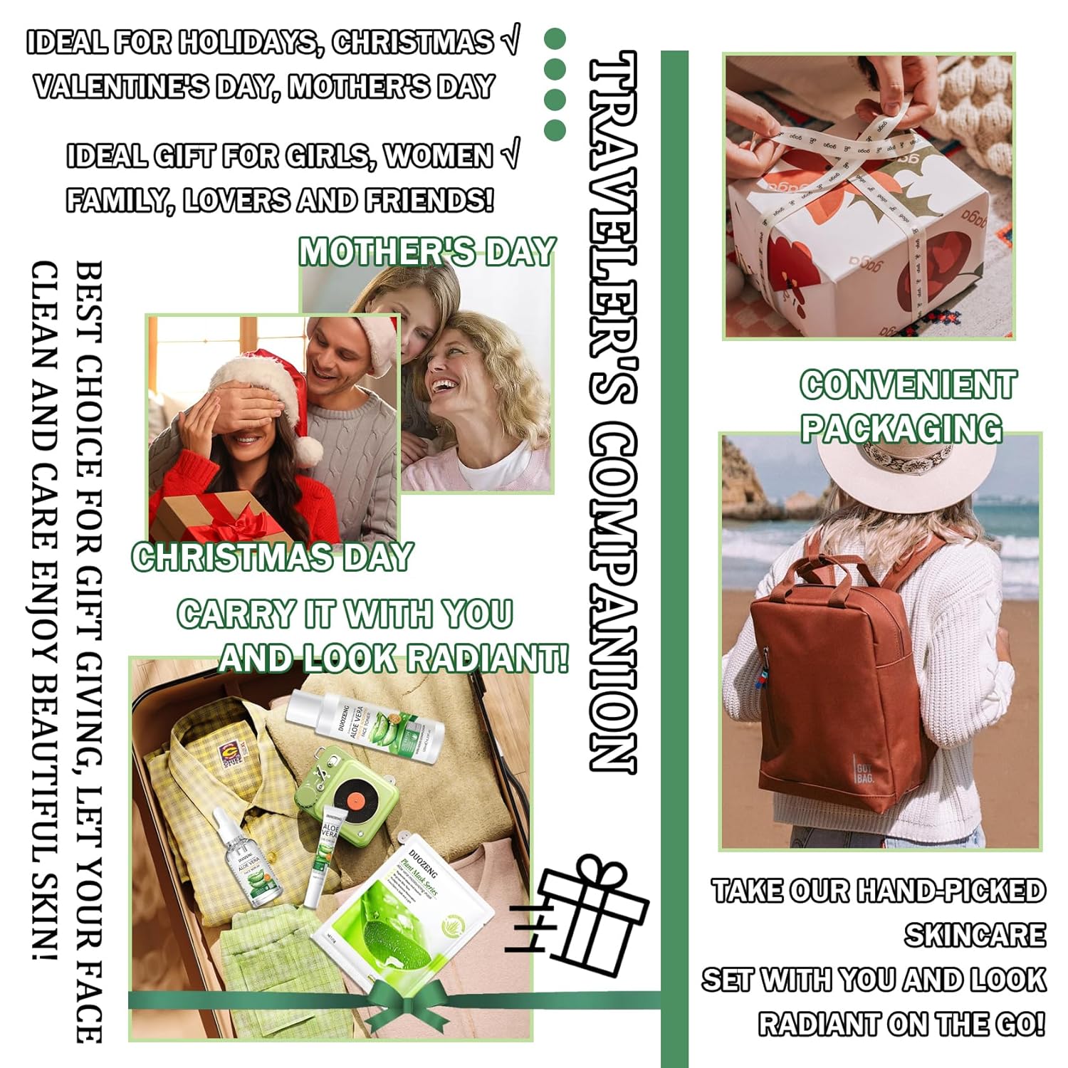 Skin Care Kit,Skincare Gift Set with Facial Cleanser,Toner,Serum,Eye Cream, Face Cream,Exfoliating Gel,Sleeping Lip