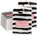 100 Pack Plastic Thank You Gift Bags with Die Cut Handles