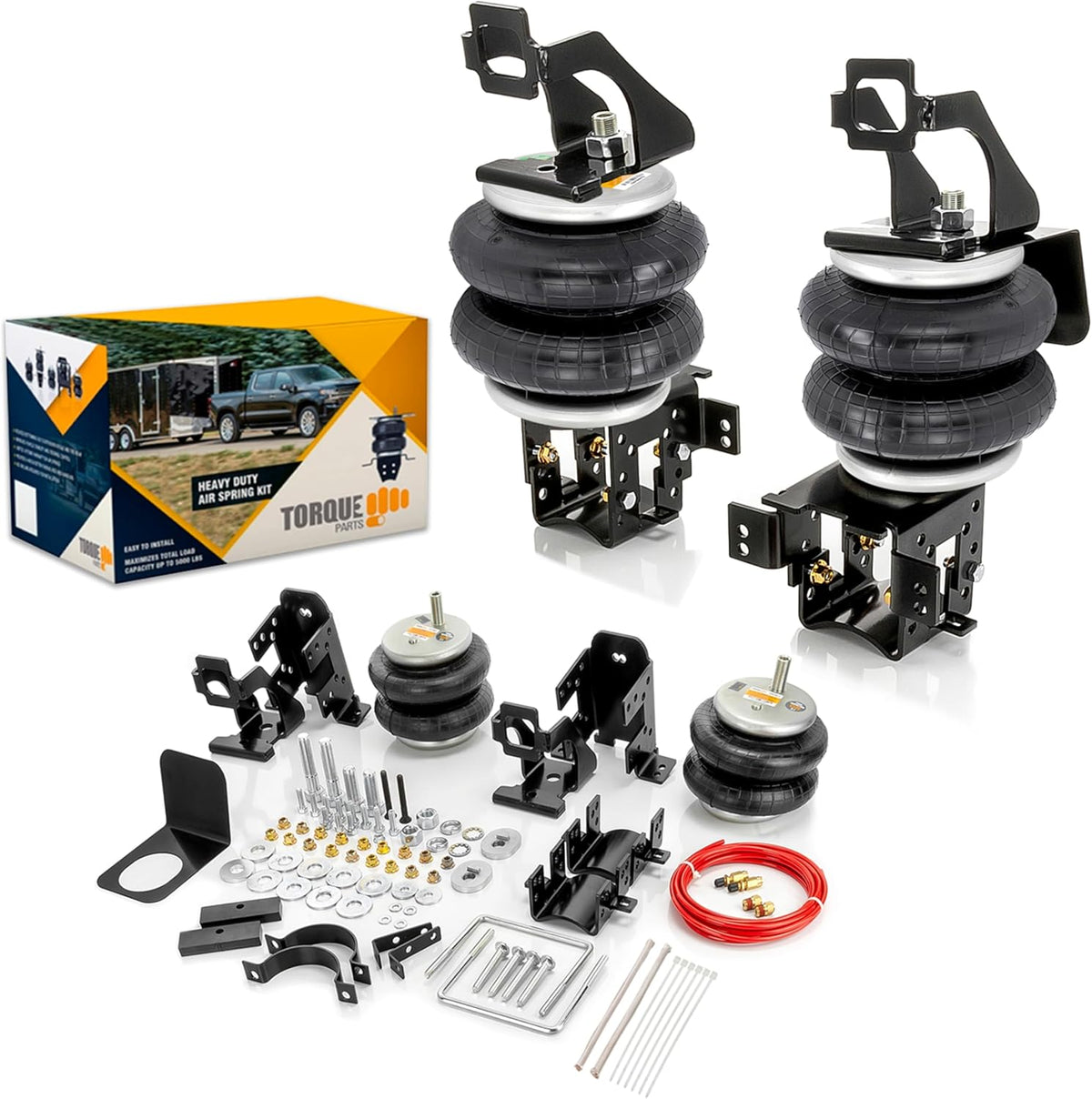 TORQUE Airbag Air Bag Suspension Kit for 1999-2004 Ford F250 F350 and 2008-2010 Ford F250 F350 2WD 4WD F-250 F-350 Super Duty Rear Helper Bag 5000 lbs (Replaces Firestone Ride Rite 2550) (TR2550)