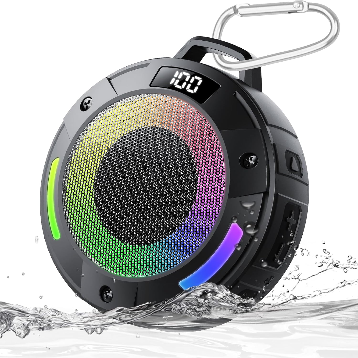 Bluetooth Speaker, 2026 Portable Wireless Shower Speaker, Digital Display Portable Speaker with Detachable hook ,IPX7