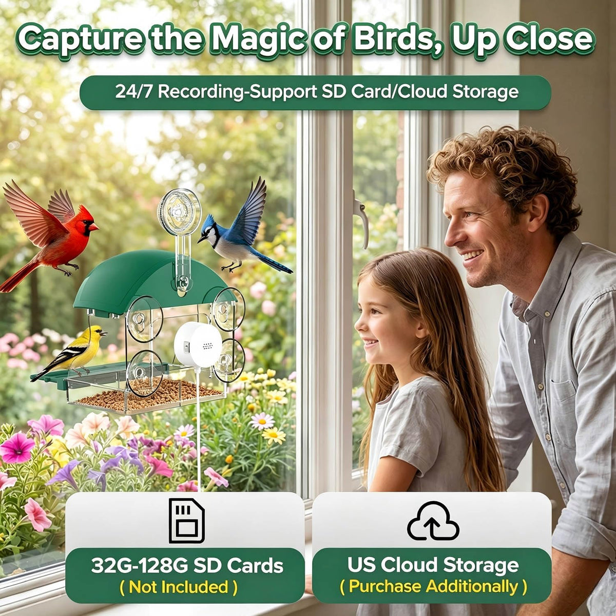 2026 Upgraded Window Bird Feeder with Camera for Bird Watching