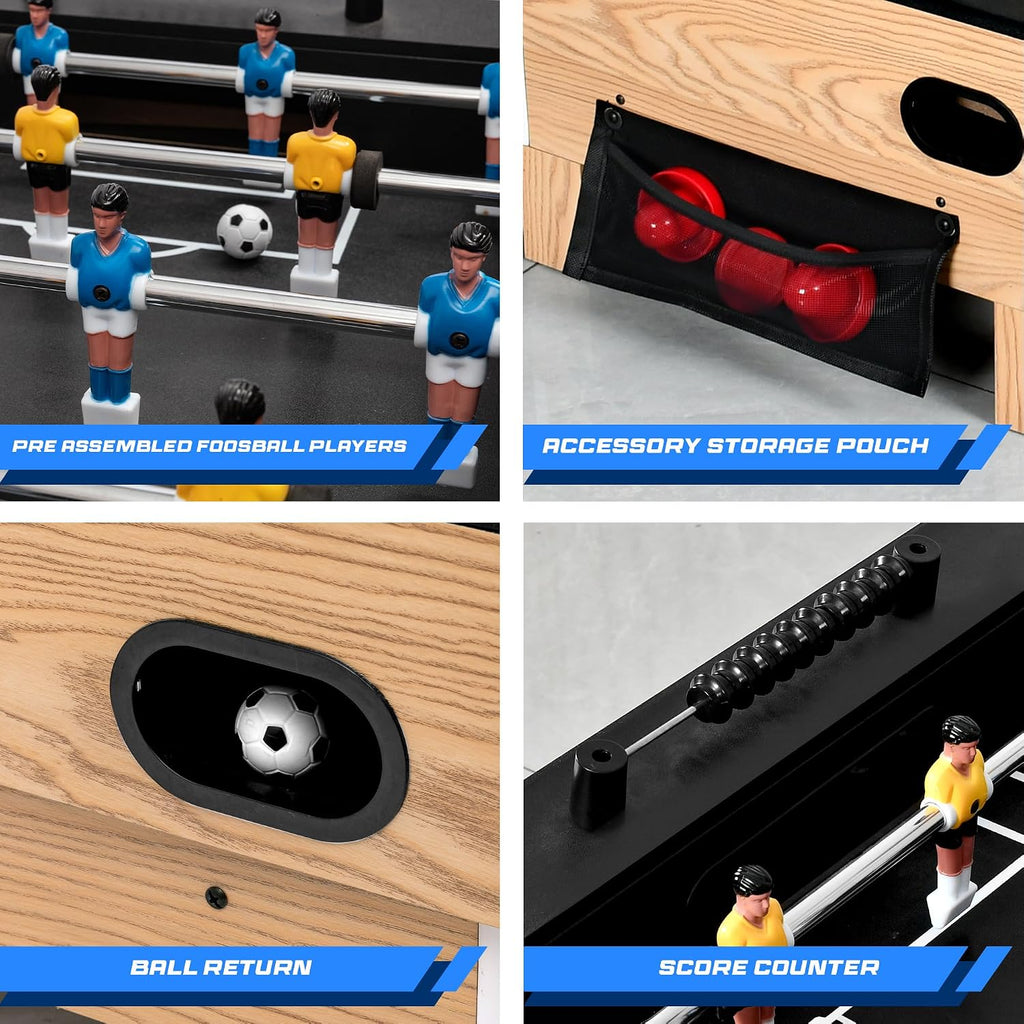 38” Table Top Air Hockey and 40” Foosball Set, 2-in-1 Swivel Game Table with Soccer Balls, Pushers, and Pucks for