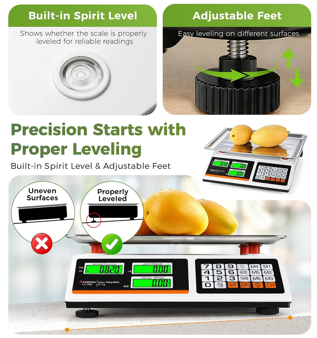 1g/ 88lb Price Computing Scale, Commercial Food Kitchen Scale