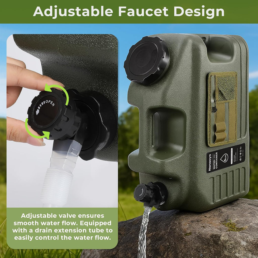 5 Gallon Camping Water Jug, Water Container BPA Free, Water Storage with Tool Bag & Spigot, Portable Water Tank