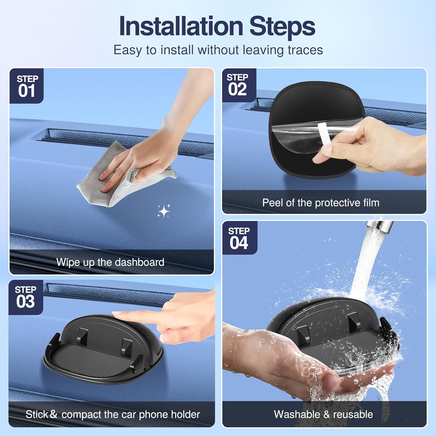 Car Phone Holder, Car Phone Mount Silicone Car Pad Mat for Various Dashboards, Slip Free Desk Phone Stand Compatible