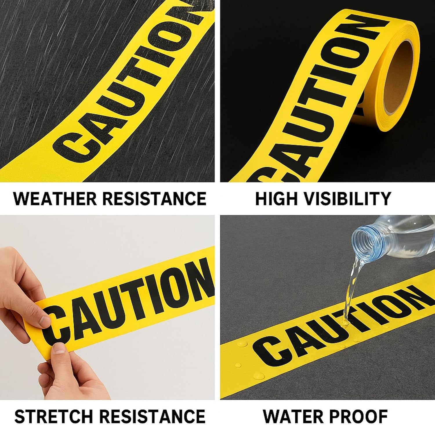 Yellow Caution Barricade Tape - 3 Inch x 1000 ft | High Visibility Safety Warning Tape for Construction Sites, Hazard