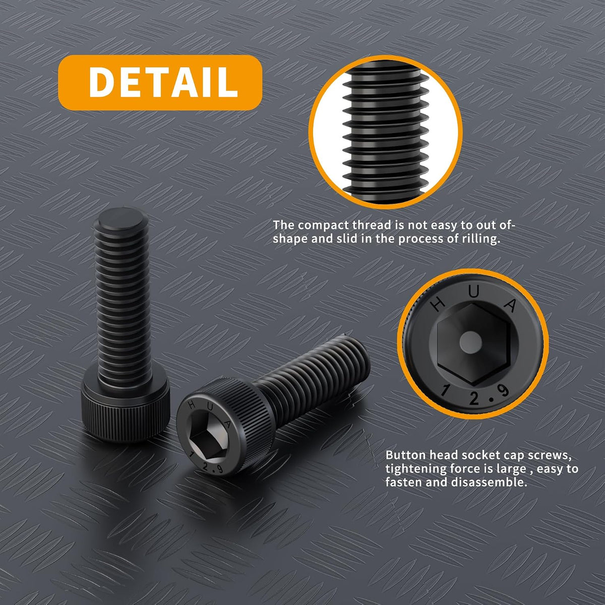 M6-1.0 x 8mm Socket Head Cap Screws, 12.9 Grade Alloy Steel, Black Oxide Finish, Machine Thread, Allen Socket Drive, Quantity 50