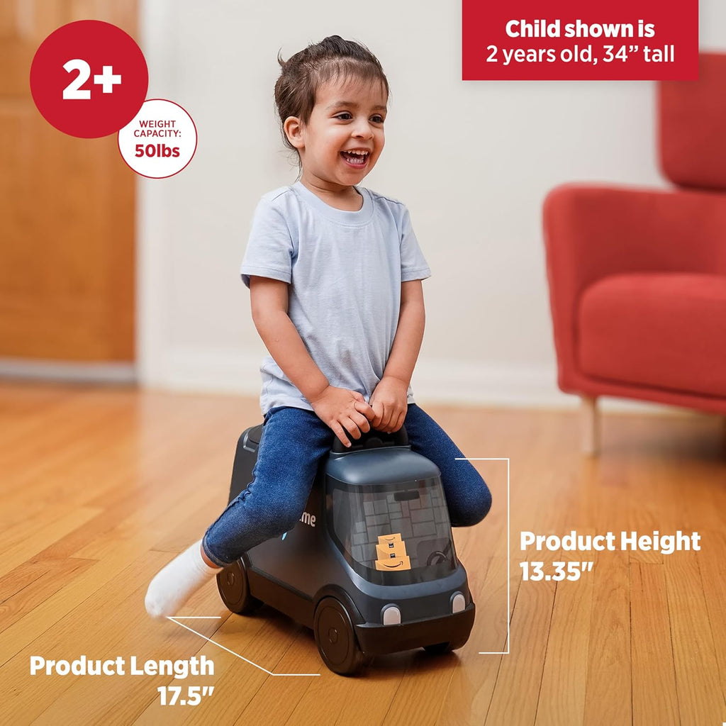 Amazon Delivery Van, for Ages 2+, Ride and Deliver Truck for Kids, Under Seat Storage, Ergonomic Seat, Includes 3