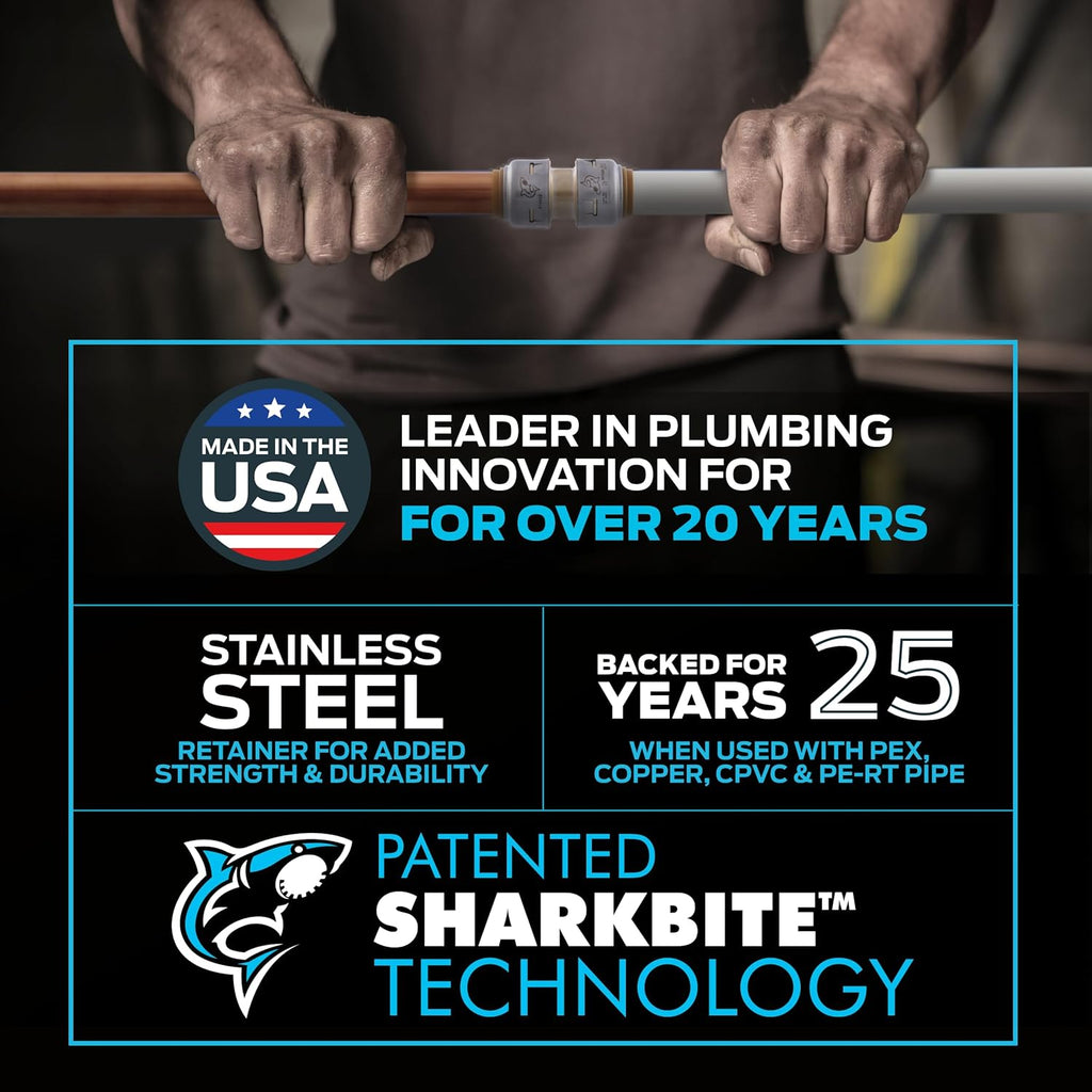 SharkBite Max 3/4 Inch Push Cap, Push to Connect Brass Plumbing Fitting, PEX Pipe, Copper, CPVC, PE-RT, HDPE, UR518A