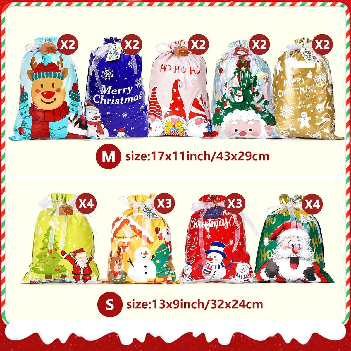 Christmas Drawstring Gift Bags, 38 PCS Gifts Christmas Bags