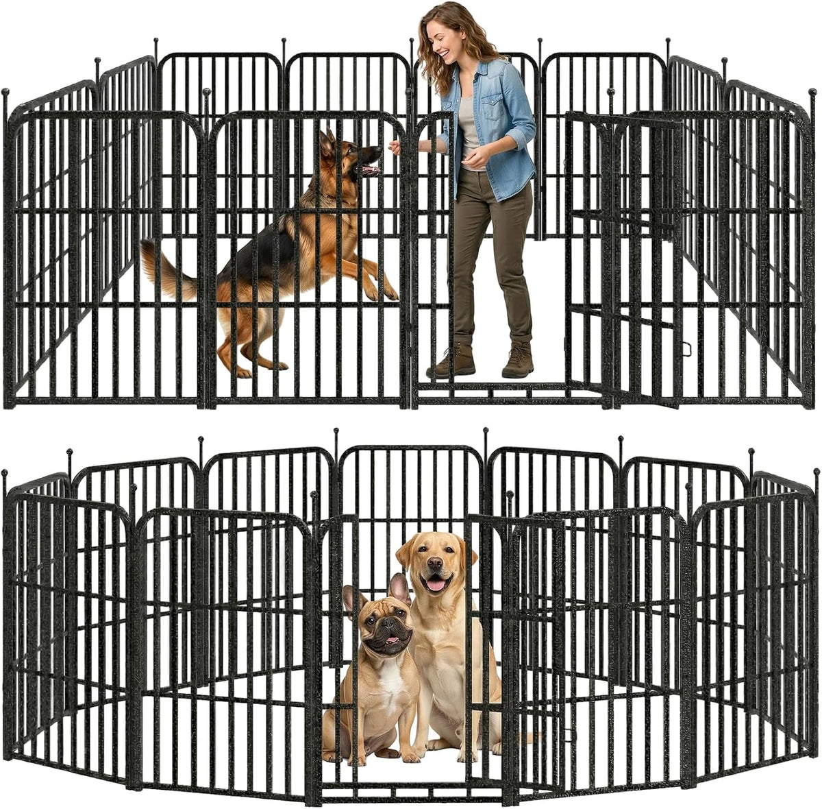 Metal Dog Playpen 40" 12 Panels for Medium Large Dogs, Indoor Outdoor Exercise Pen for Yard RV Camping, Thickened