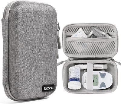 Diabetes Travel Case EVA Hard Shell Diabetic Supplies Bag Organizer for Blood Sugar Testing Kit, Glucose Monitor Kit