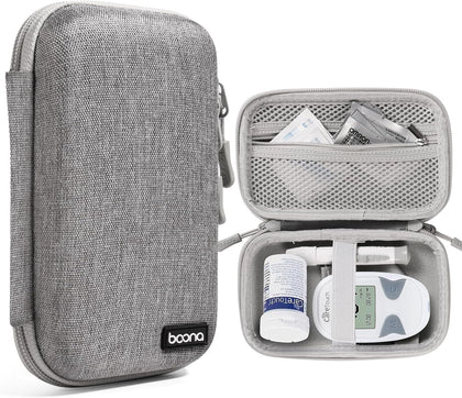 Diabetes Travel Case EVA Hard Shell Diabetic Supplies Bag Organizer for Blood Sugar Testing Kit, Glucose Monitor Kit