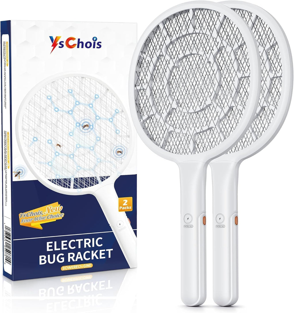 Electric Fly Swatter, Bug Zapper Companion, Mosquito Killer Racket | Gold Zone Voltage, 3mm Mesh, Apple-Like Weight