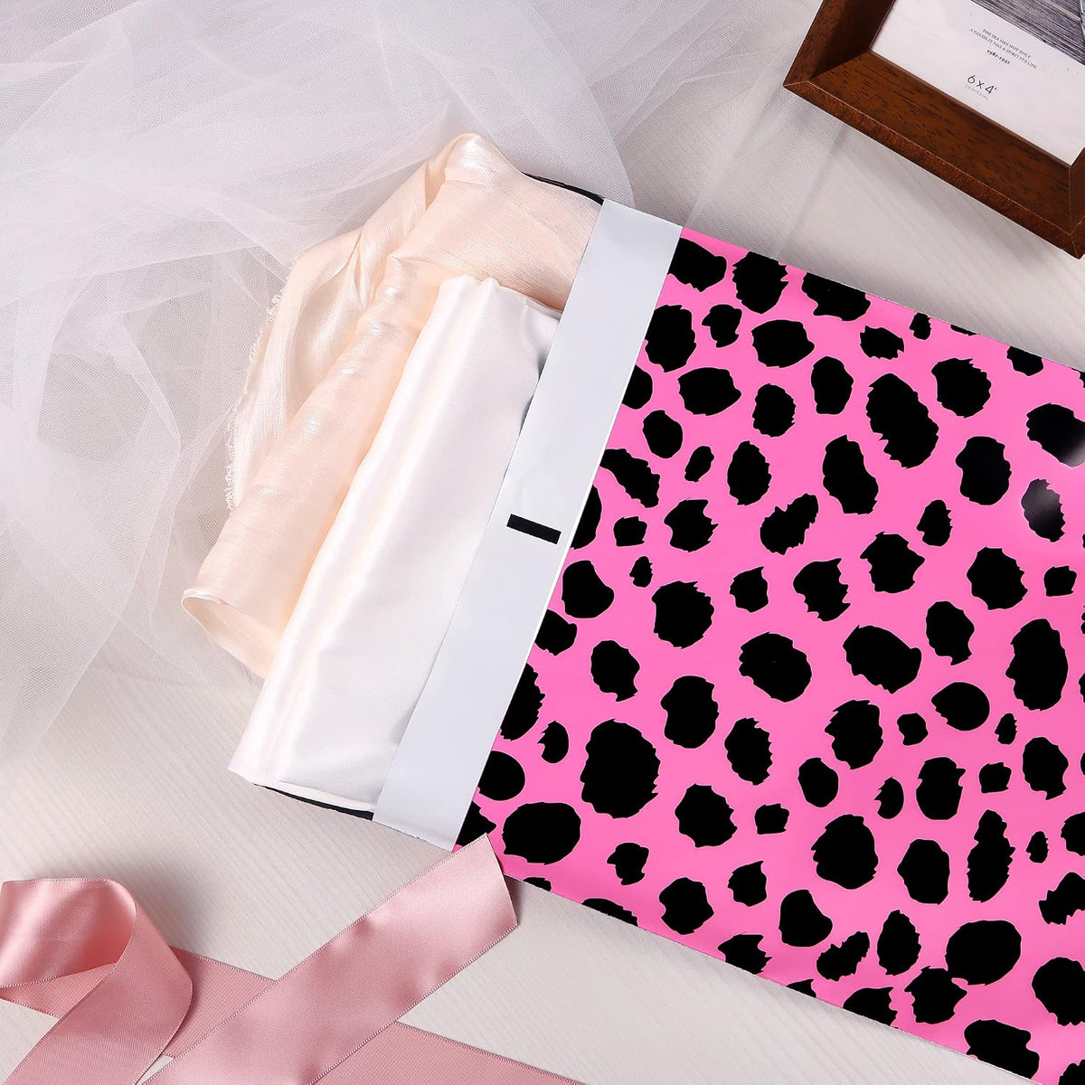 10x13 Inch Poly Mailers, Pink Leopard, 100 Pack Self Sealing