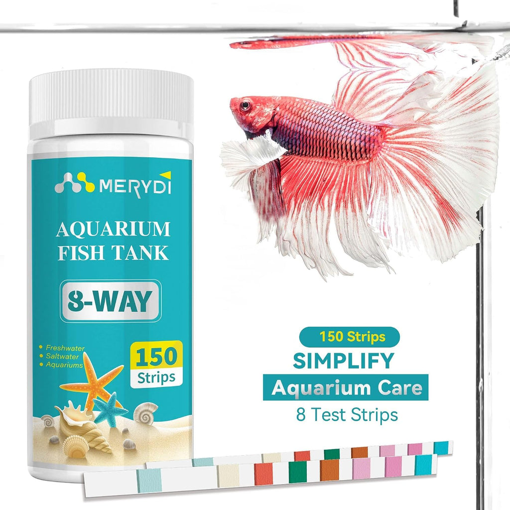 Aquarium Test Strips 8 In 1, 150ct Aquarium Ammonia Test Strips for Saltwater Freshwater Aquariums,Pond Fish Tanks