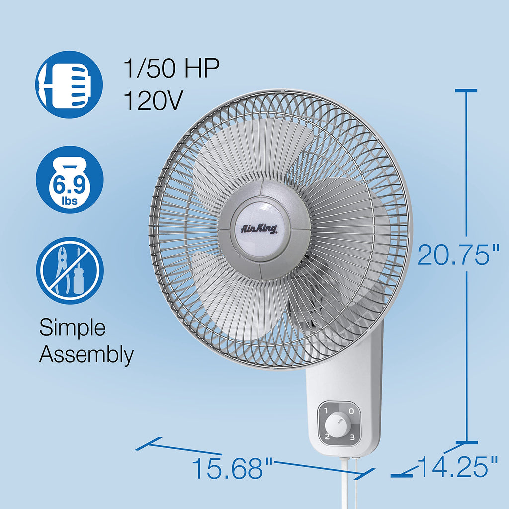 9012 Commercial Grade Oscillating Wall Mount Fan, 12-Inch , White