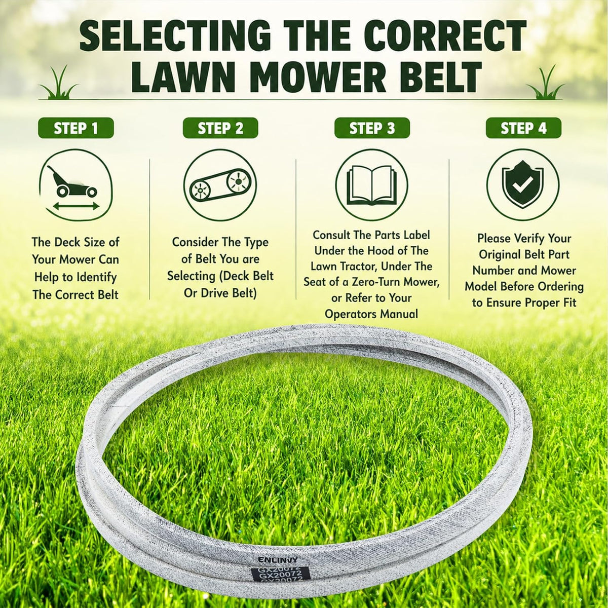 GX20072 Deck Belt 1/2" x 104" Replaces John Deere 42 Inch Deck Belt