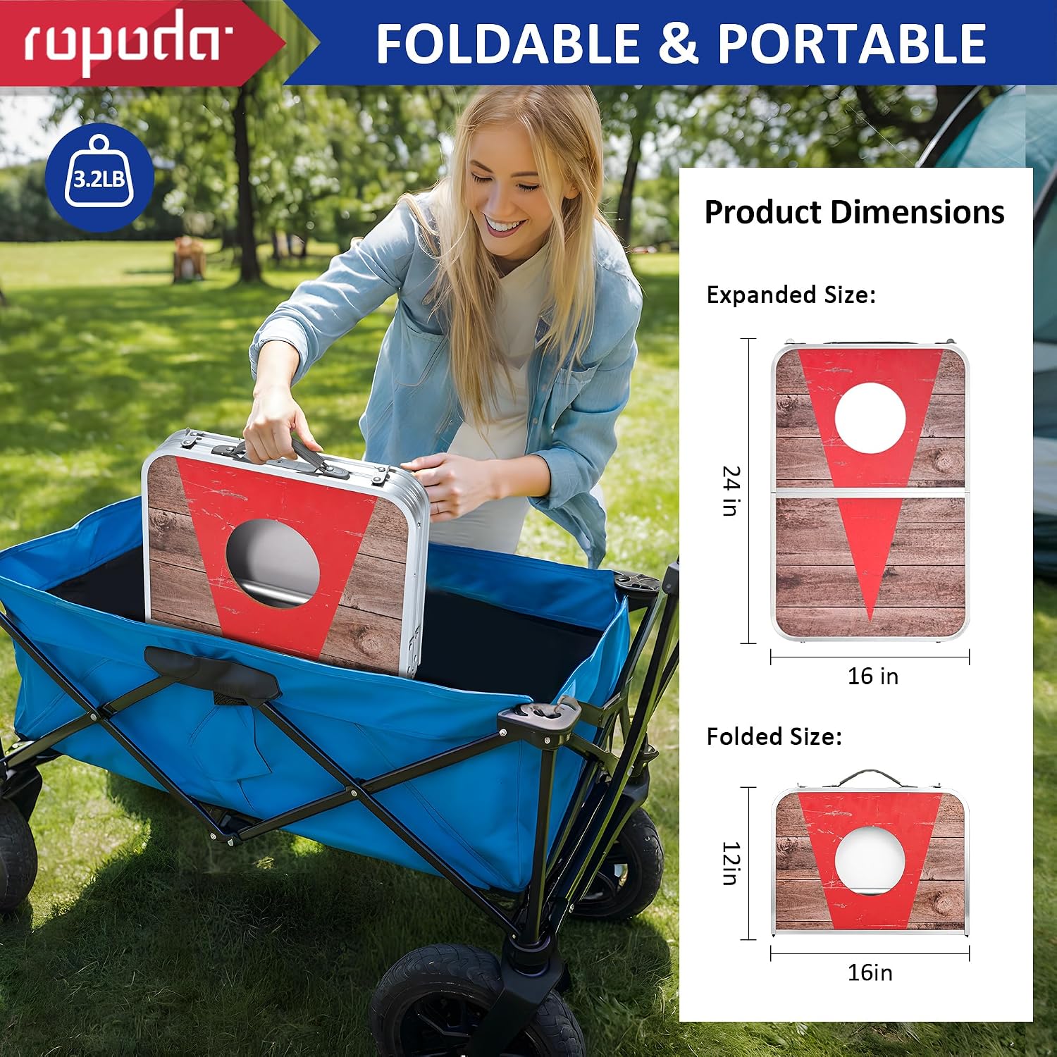 Portable Cornhole Board Set,24x16 / 30×20in Corn Hole Games for Adults with 8 Bean Bags, Lightweight Aluminum Alloy