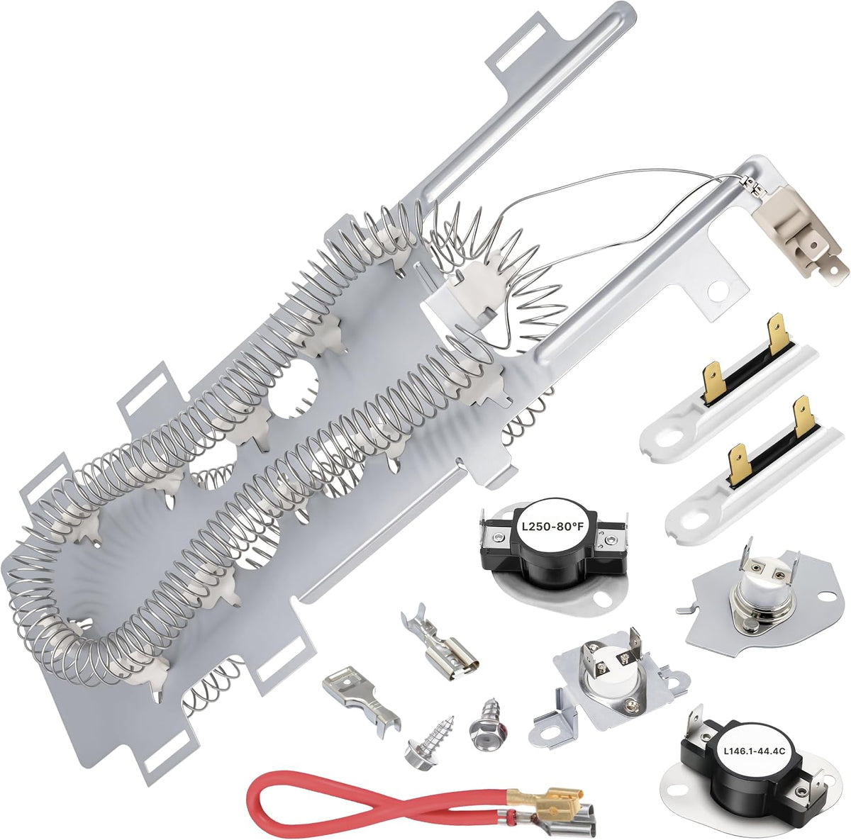Dryer Heating Element Kit fits Whirlpool WED7590FW0 WED75HEFW0 WED7600XW0 WED7800XB0 WED7800XL0 WED7800XW0 WED7990XG0 – Includes Thermostat, Thermal Fuse