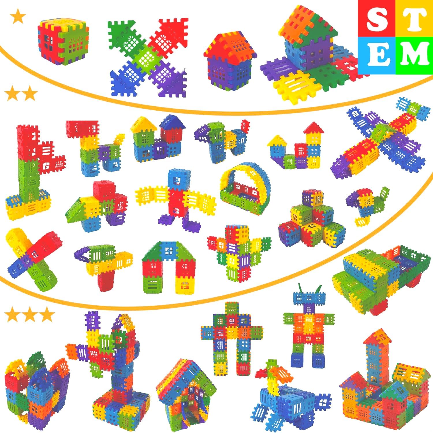 Building Blocks – 100-piece Kids Builders Blocks Set with Storage Bag – Interlocking Building Blocks for Toddlers and