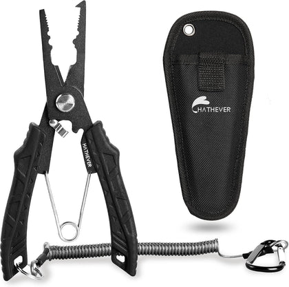 Saltwater Fishing Pliers, Split Ring Pliers for Fishing with Safety Lock, Fish Pliers with Sheath and Lanyard