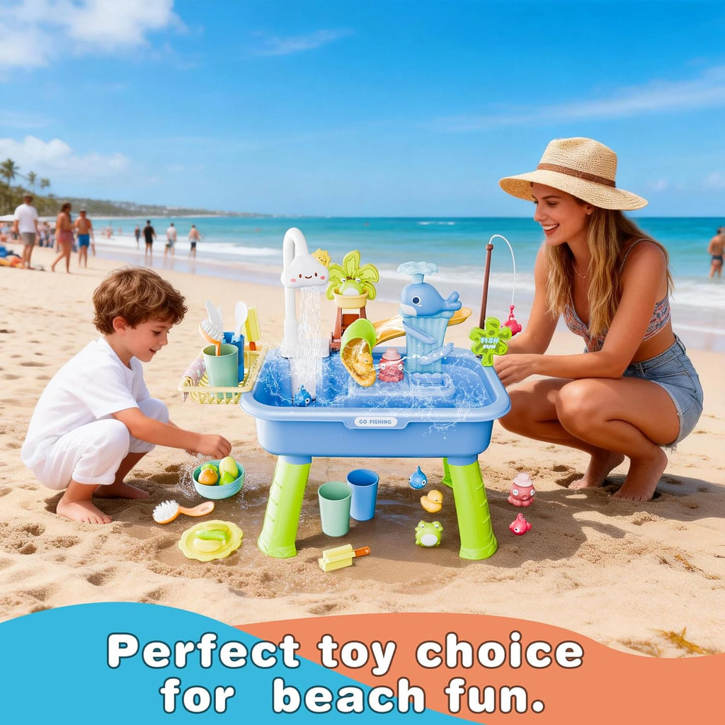 2026 Upgraded Water Table for Toddlers 1-3, Kids Play Sink with Running Water, Toddler Kitchen Sink Toy with Pump