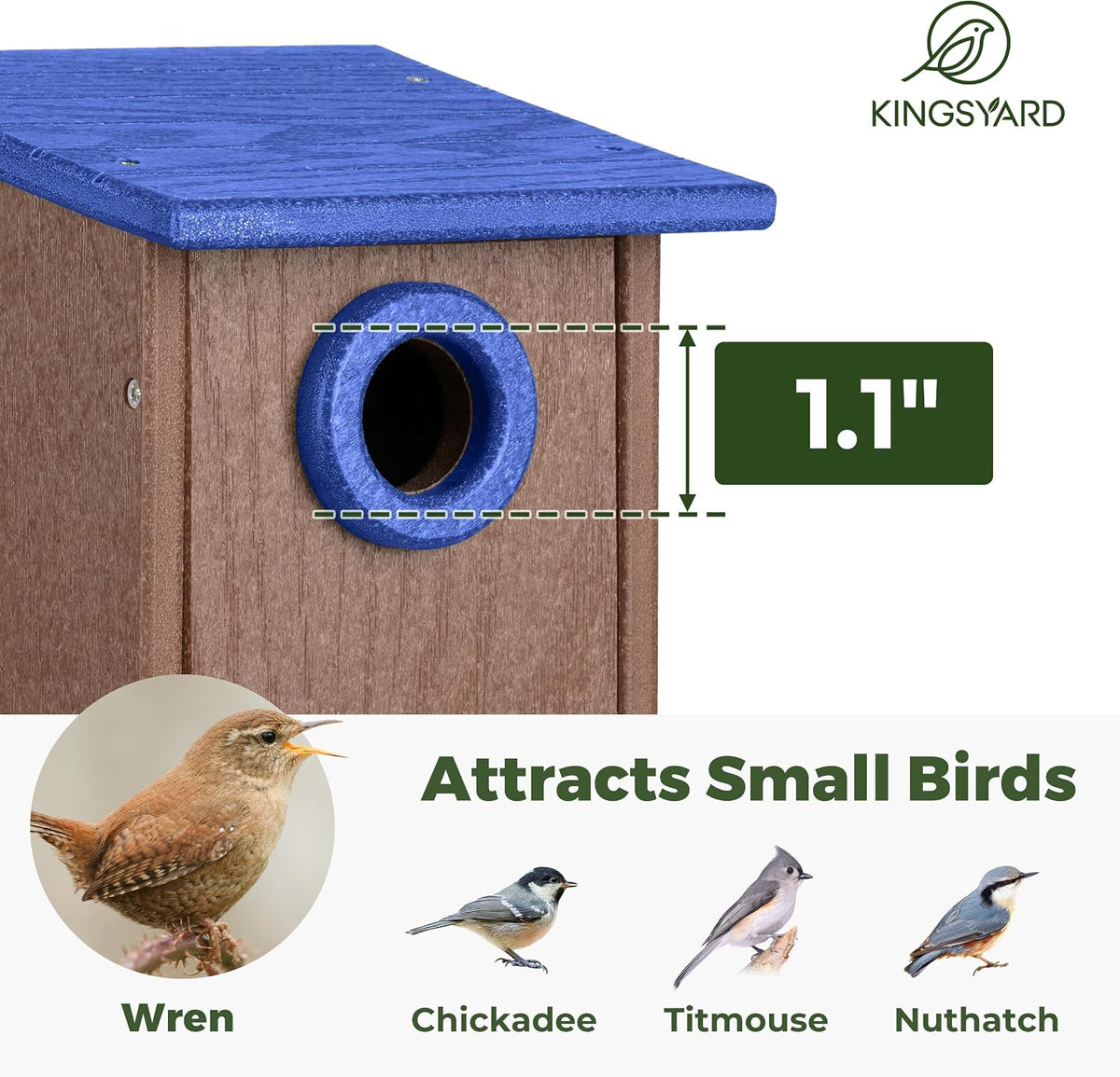 Wren Bird House with Predator Guard, Recycled Poly Lumber