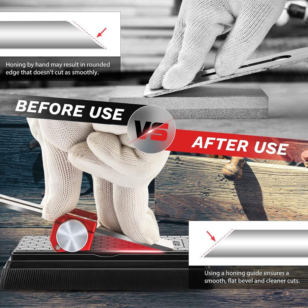 Chisel Sharpening Jig, Chisel Sharpener Wood Honing Guide | Upgraded Honing Tool and Diamond Sharpening Stone Set Kit