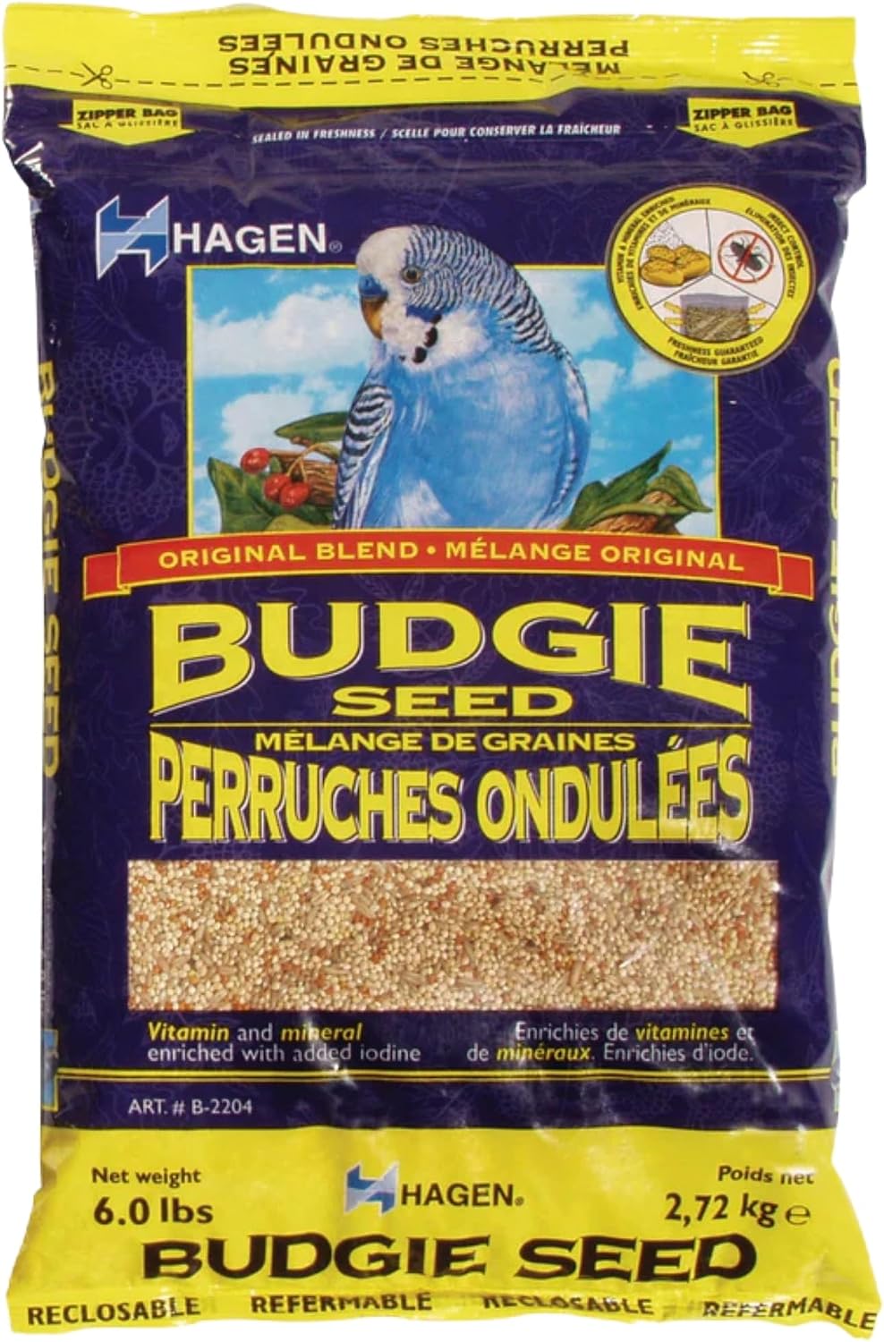Parakeet/Budgie Staple White Millet Bird Seed - 6 lb Bag | Premium Blend, Nutritionally Balanced, Fortified with