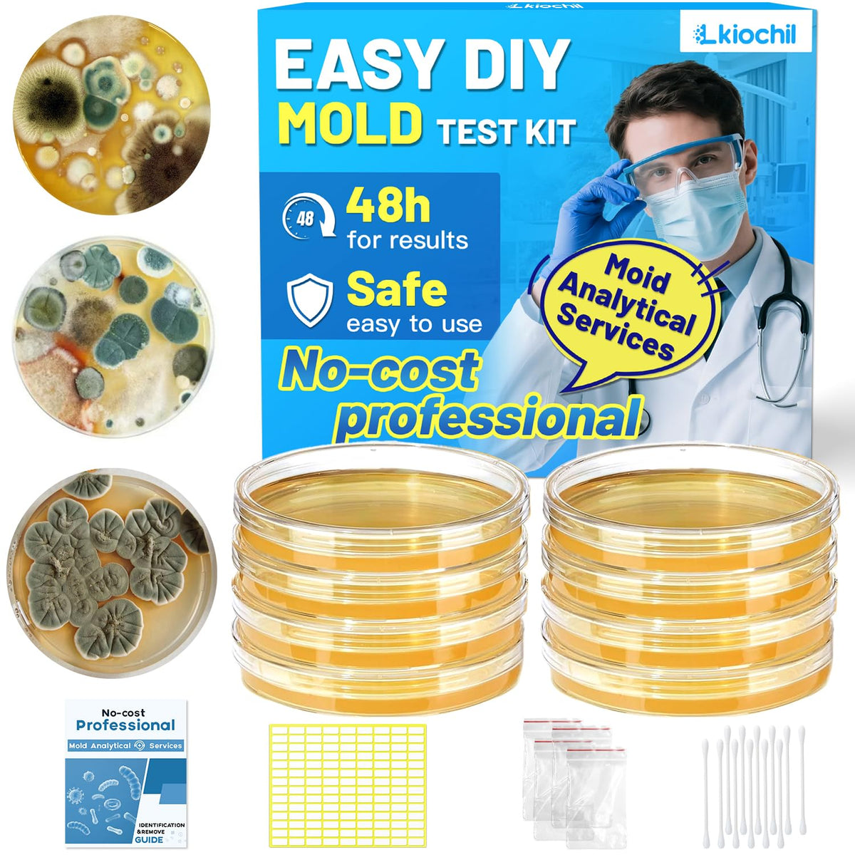 Mold Test Kit for Home - 8 Simple Detection Tests for Surface Mold, HVAC System & Indoor Air Quality - DIY Black Mold