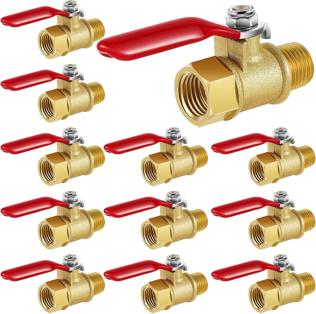 Lasnten 12 Pcs 1/4 Inch Heavy Duty Brass Npt Ball Valve Shut off Switch