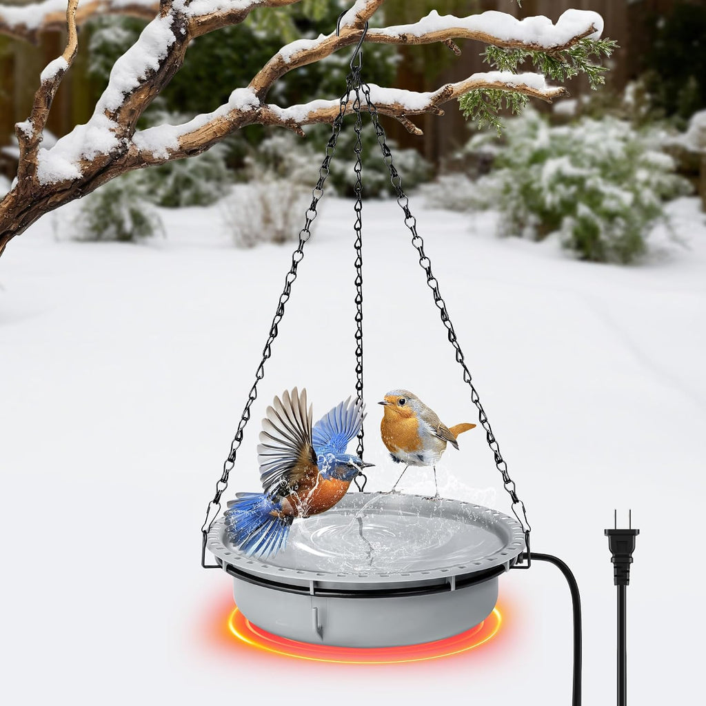 1 Set 100W Thermostatical Hanging Heated Birdbath for Winter Outdoor