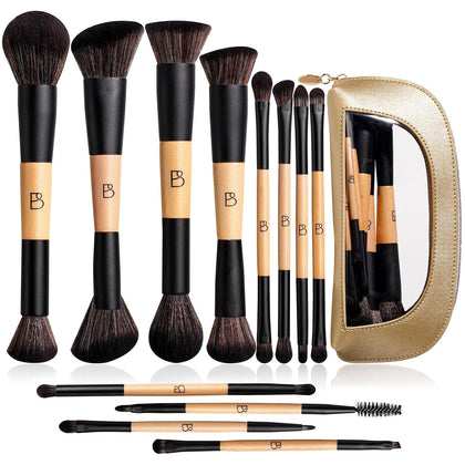 Double-ended Makeup Brush Set With Concealer Brush & Foundation Brush, Eyeshadow Brush- Travel-friendly Multi-purpose
