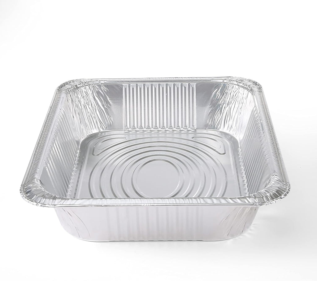 Disposable Half Size Aluminum Steam Pans, Deep Heavy Duty Foil Pans for Steaming, Baking, Roasting, Meal Prep