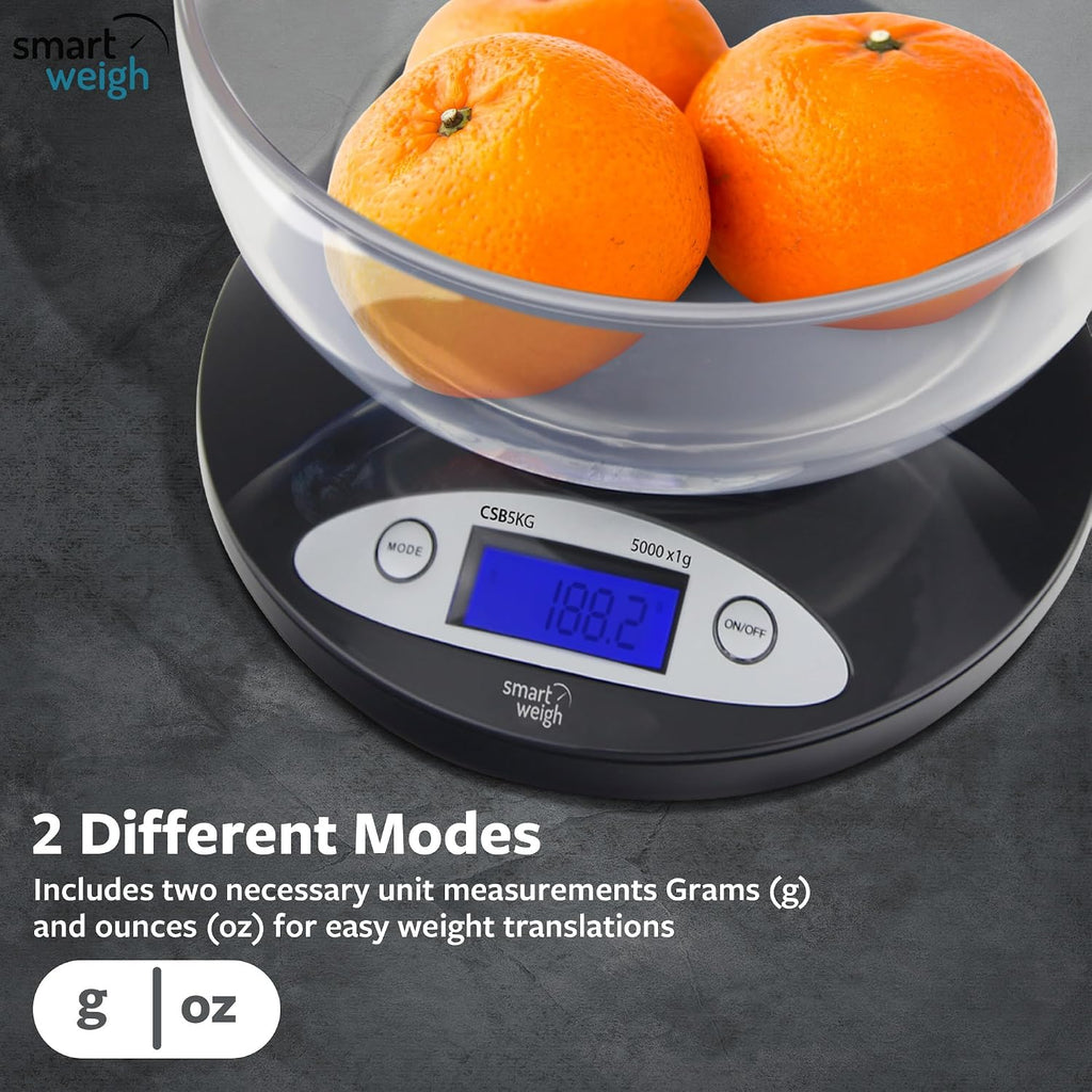 Kitchen Scale with Removable Bowl, 11 lb x 0.1 oz, Meal Prep