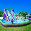 Inflatable Double Water Slide-17.7FT Large Climber Inflatable Water Park for Big Kids 5-10-Huge Splash Pool-Easy to