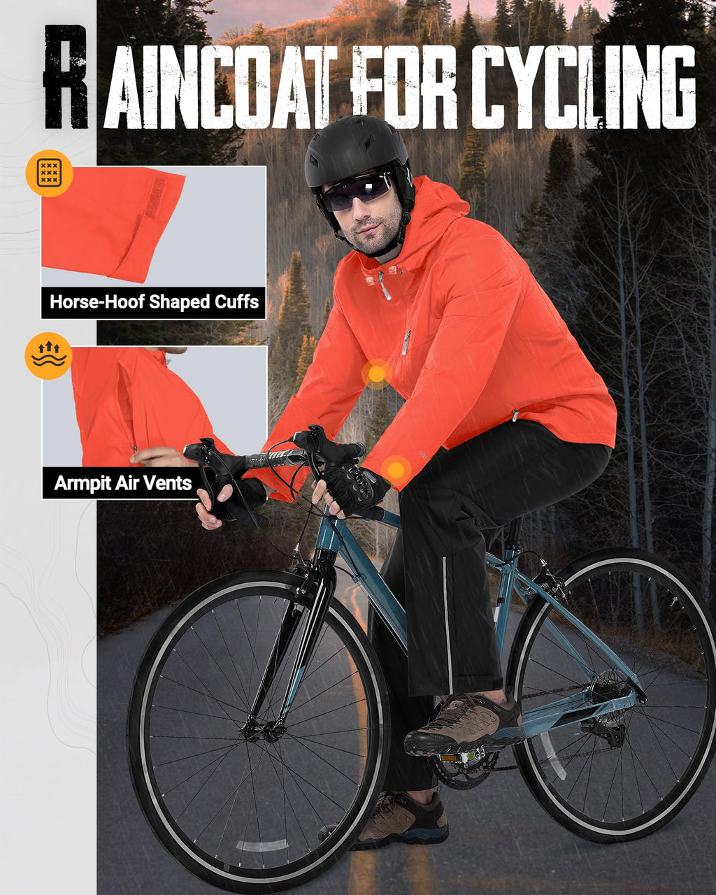Men's Packable Rain Jacket Waterproof Raincoat with Hood