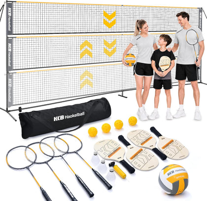 22FT Badminton Volleyball Pickleball Net, Adjustable Height | Backyard, Beach, Lawn, Outdoor, Indoor, Portable, Net