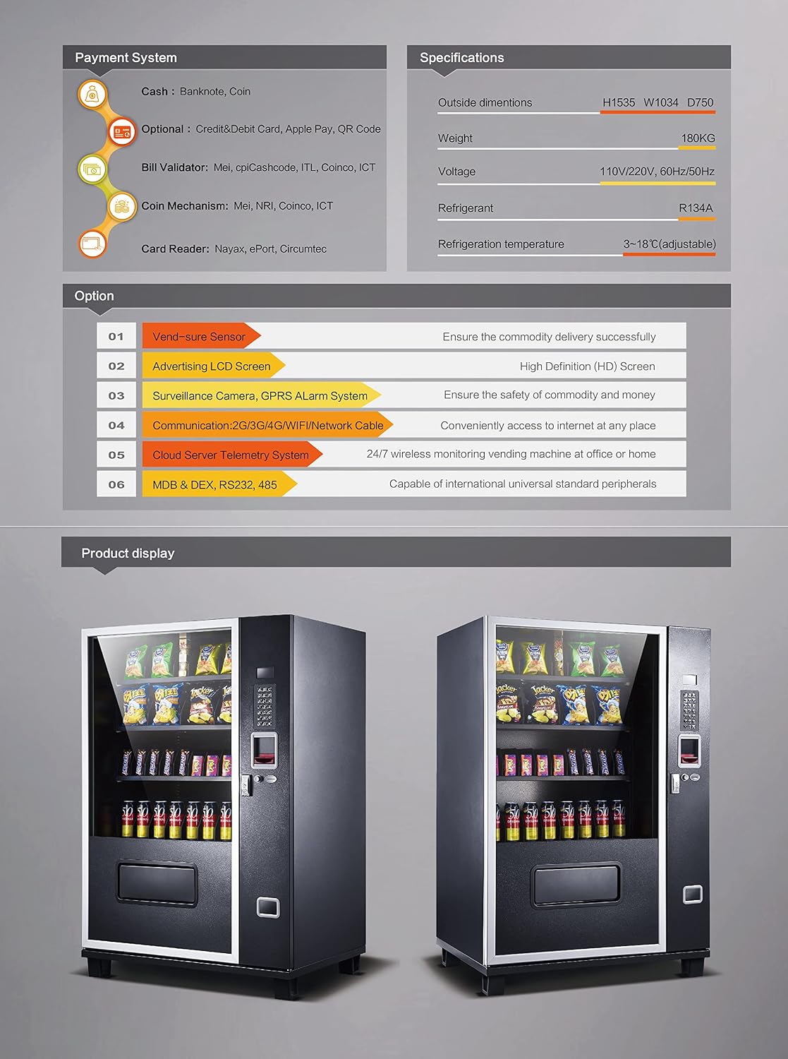 EPEX Combo Vending Machine with Dual Zone Temp Control - Small Snack & Cold Drink