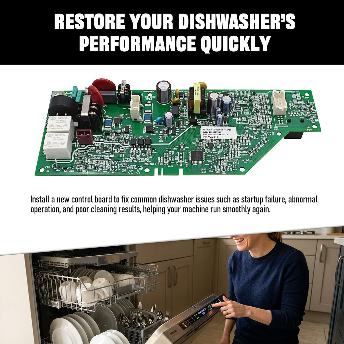 WD21X24901C Dishwasher Control Board Replacement for GE, Hotpoint, Whirlpool, Amana - Replaces WD21X24901, WD21X24901E, WD21X24901R, WD21X24799, WD21X22949