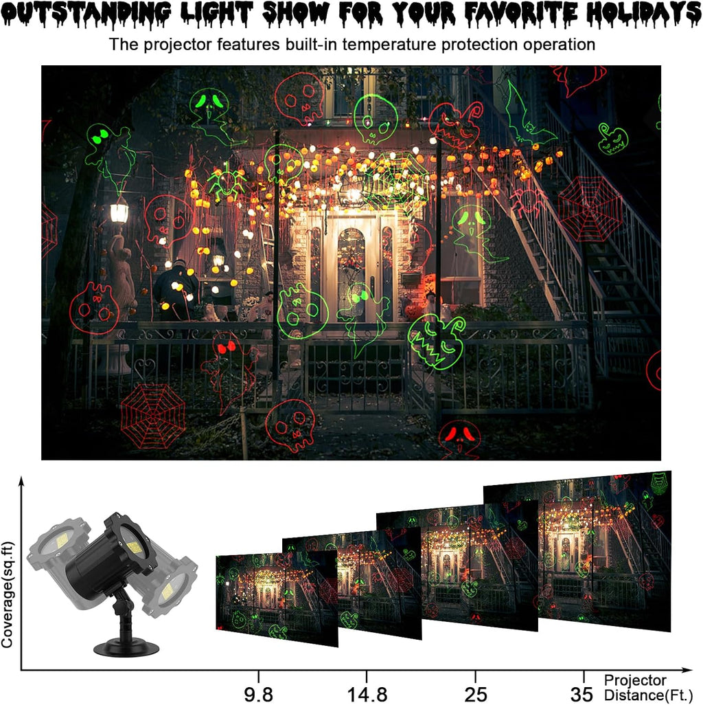 Halloween Projector Lights Outdoor, Waterproof Halloween Laser Projector Lights with Remote, Halloween Spotlight